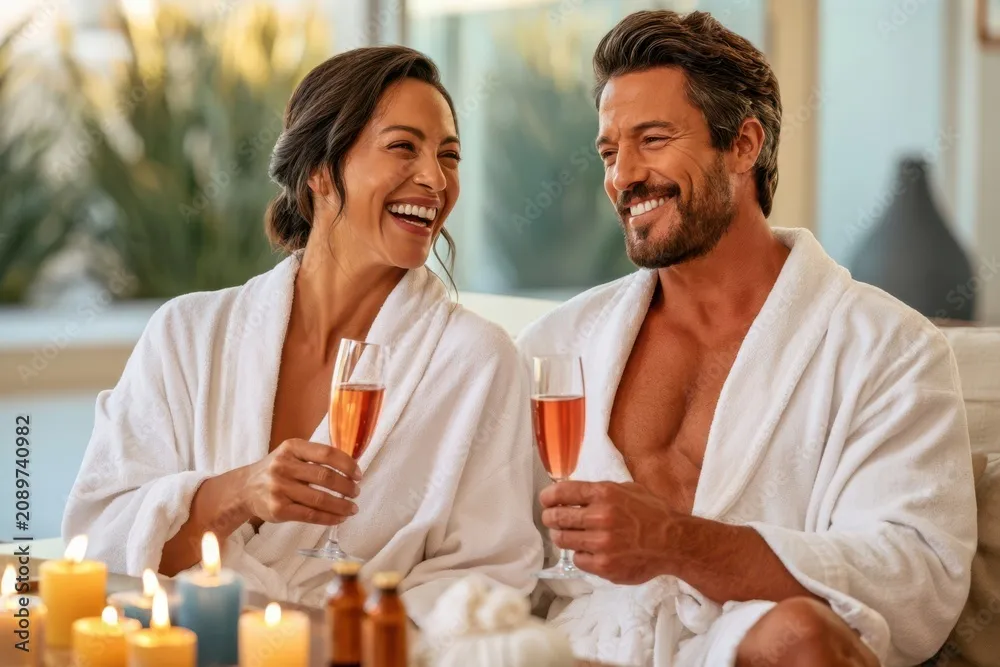 Mature couple enjoying a relaxed evening together at home