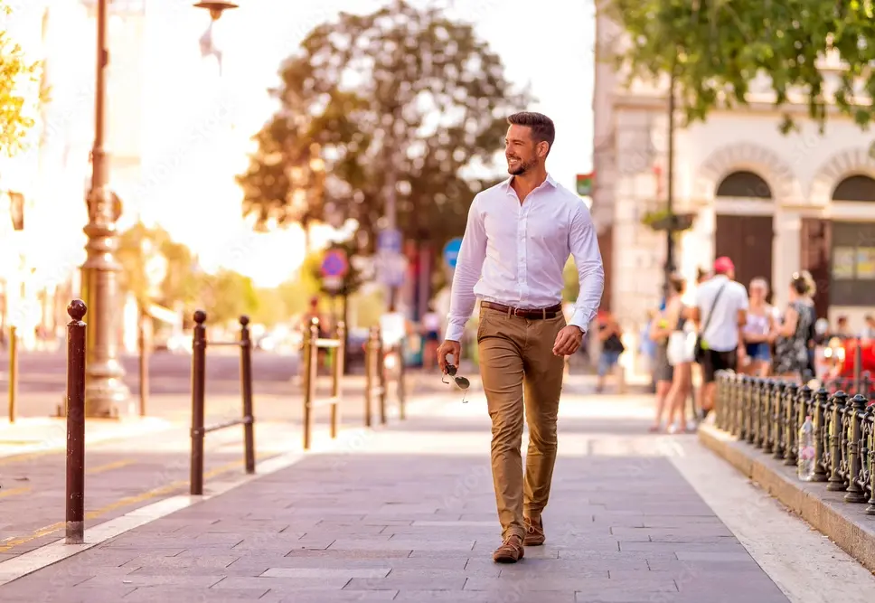 Confident man walking outdoors